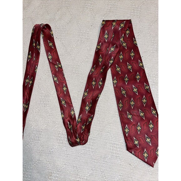Rene Chagal Men’s Dress Tie Size 57” 4” Red Geometric Business Formal Polyester - Picture 5 of 12